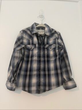 Cody James Navy & White Plaid Button-Front Shirt